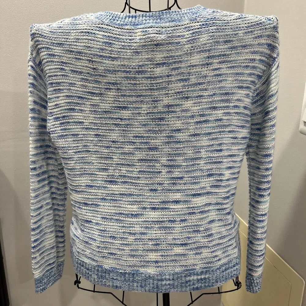 Sonoma Size Large White Blue White Aqua Sweater Knit